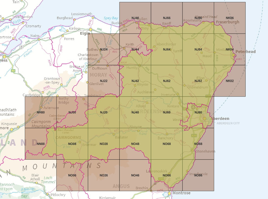 Aberdeenshire - OS Map Tiles