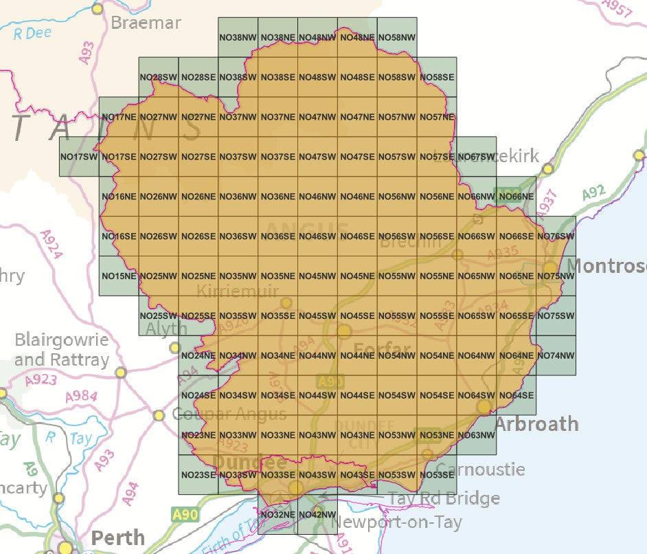 Angus and Dundee - OS Map Tiles