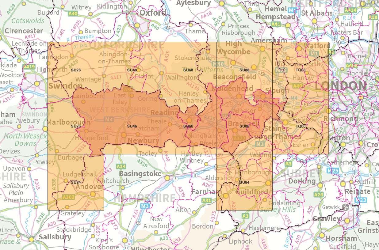 Berkshire - OS Map Tiles