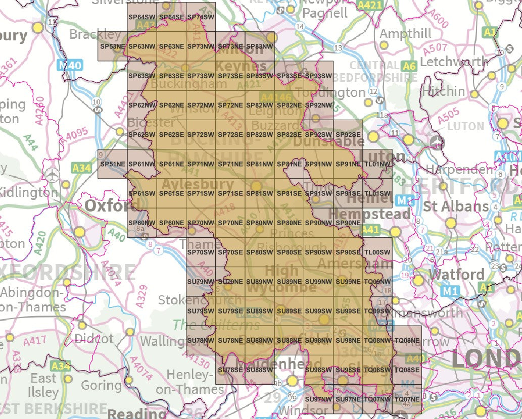 Buckinghamshire - OS Map Tiles