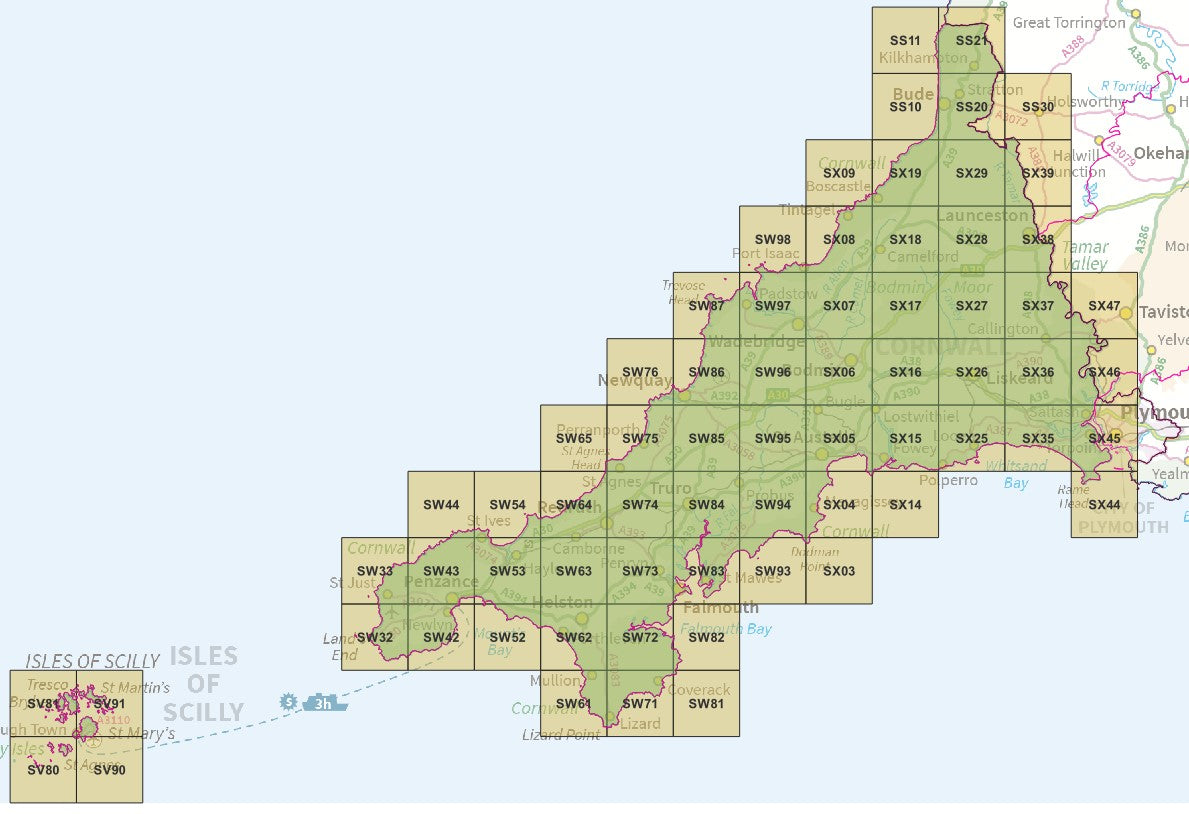 Cornwall and the Isles of Scilly - OS Map Tiles