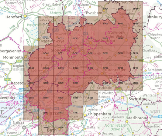 Gloucestershire - OS Map Tiles