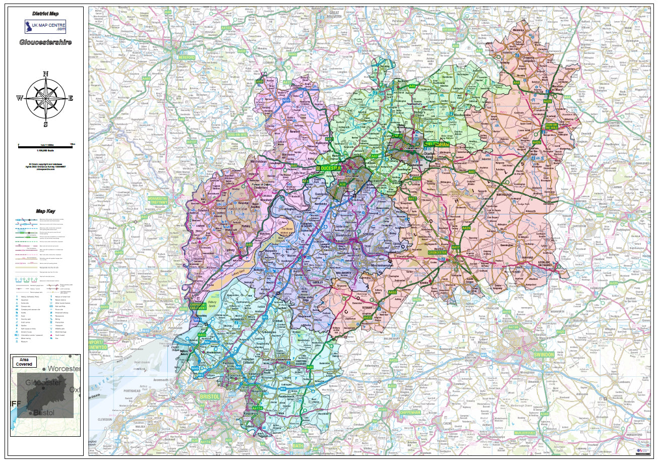 Gloucestershire County Boundary Map - Digital Download