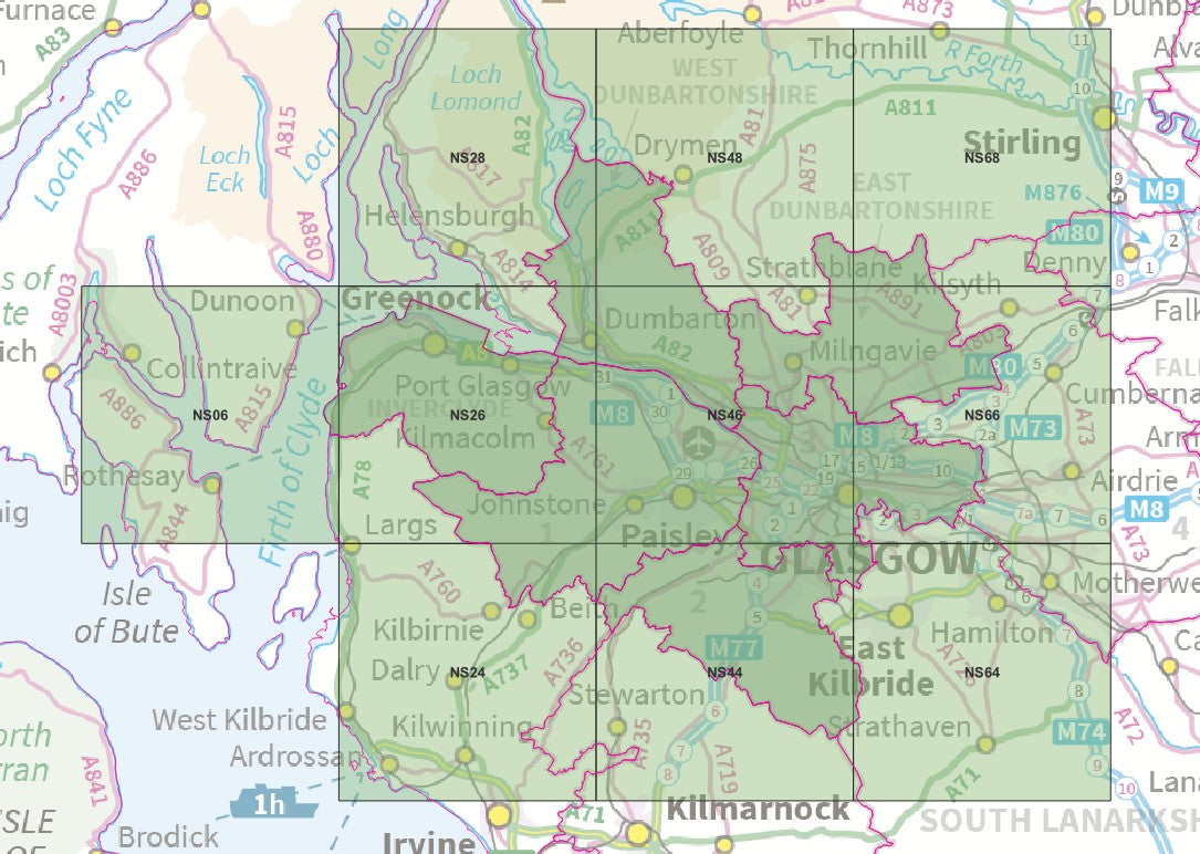 Greater Glasgow - OS Map Tiles