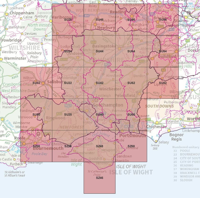 Hampshire and the Isle of Wight - OS Map Tiles