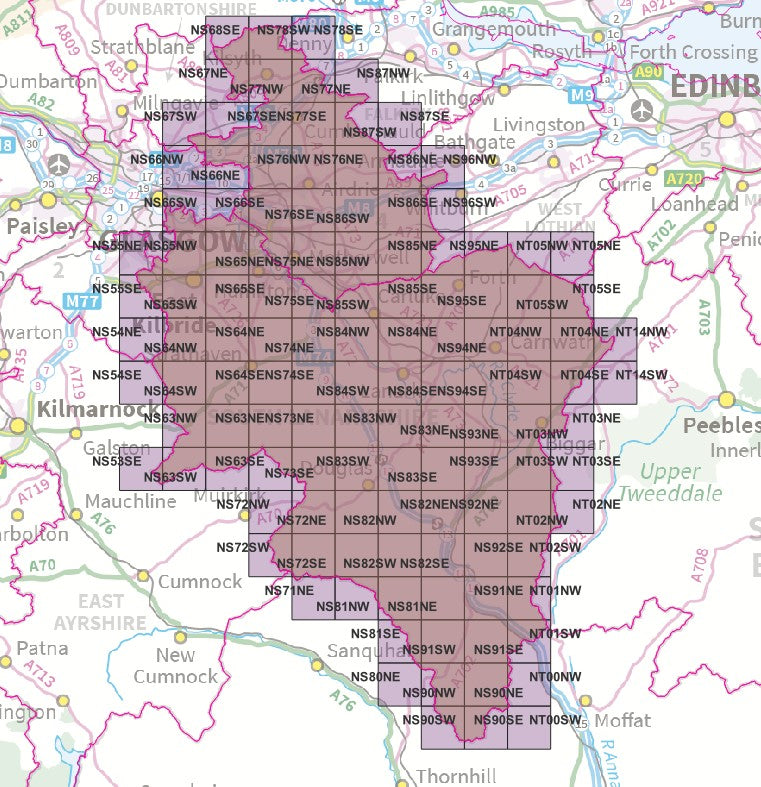 Lanarkshire - OS Map Tiles