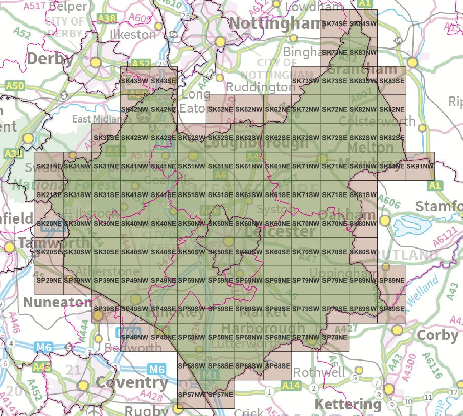 Leicestershire - OS Map Tiles
