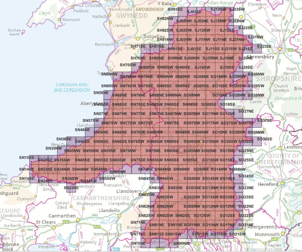 Mid Wales - OS Map Tiles