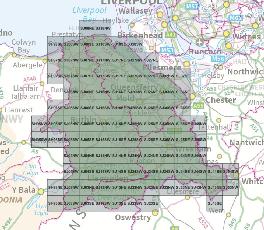 North East Wales - OS Map Tiles