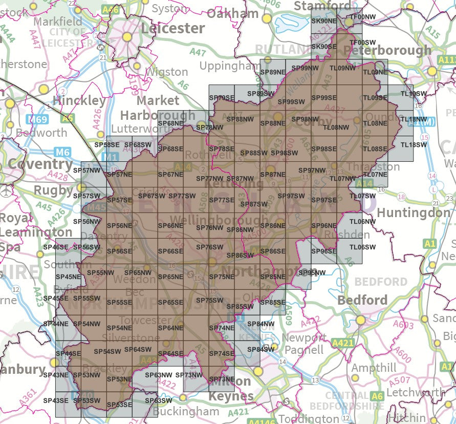 Northamptonshire - OS Map Tiles