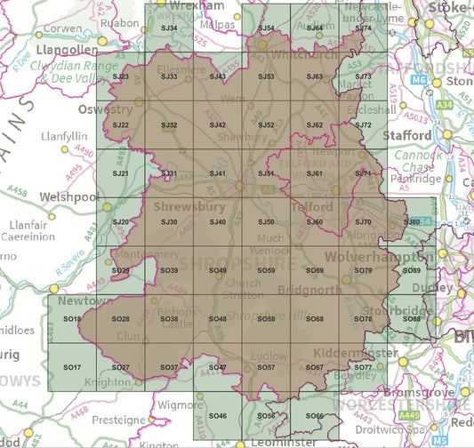 Shropshire and Telford - OS Map Tiles