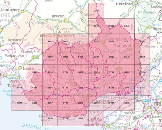 South East Wales - OS Map Tiles