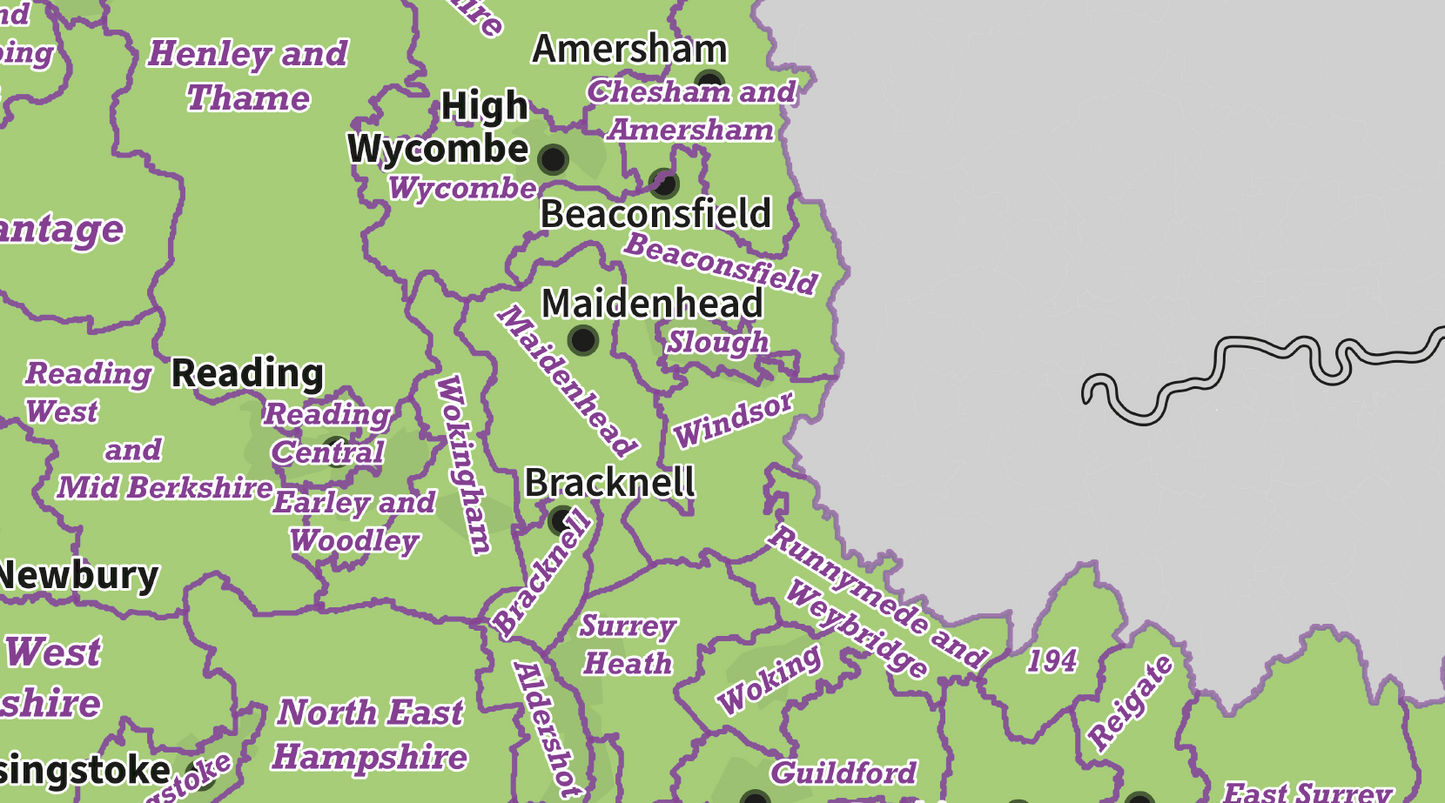 Regional UK Parliamentary Maps - South East of England - Digital Download