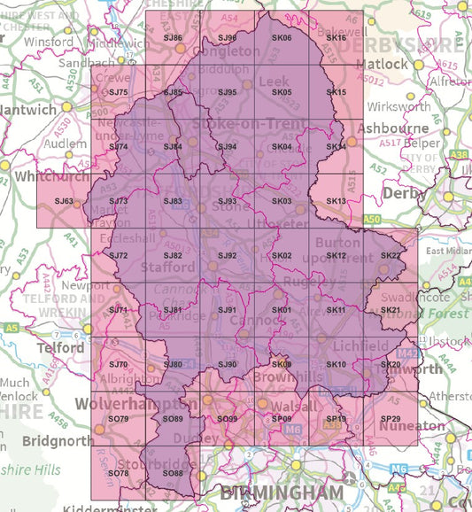 Staffordshire - OS Map Tiles
