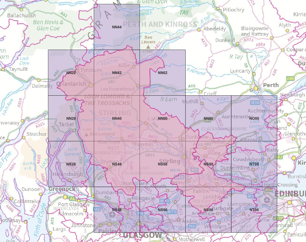 Stirling Falkirk and Clackmannan - OS Map Tiles