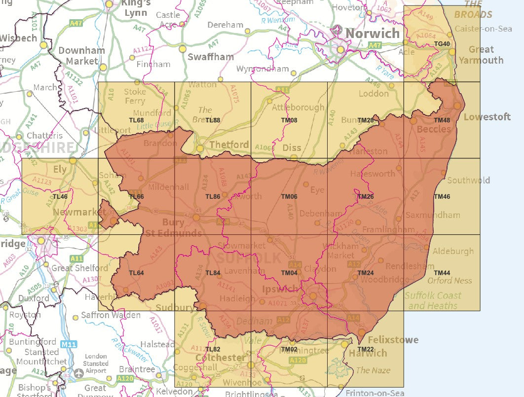 Suffolk - OS Map Tiles