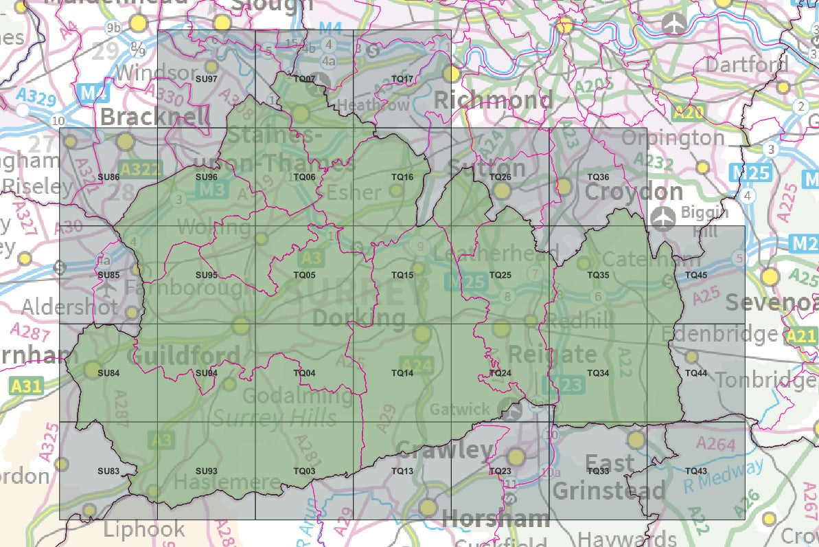 Surrey - OS Map Tiles