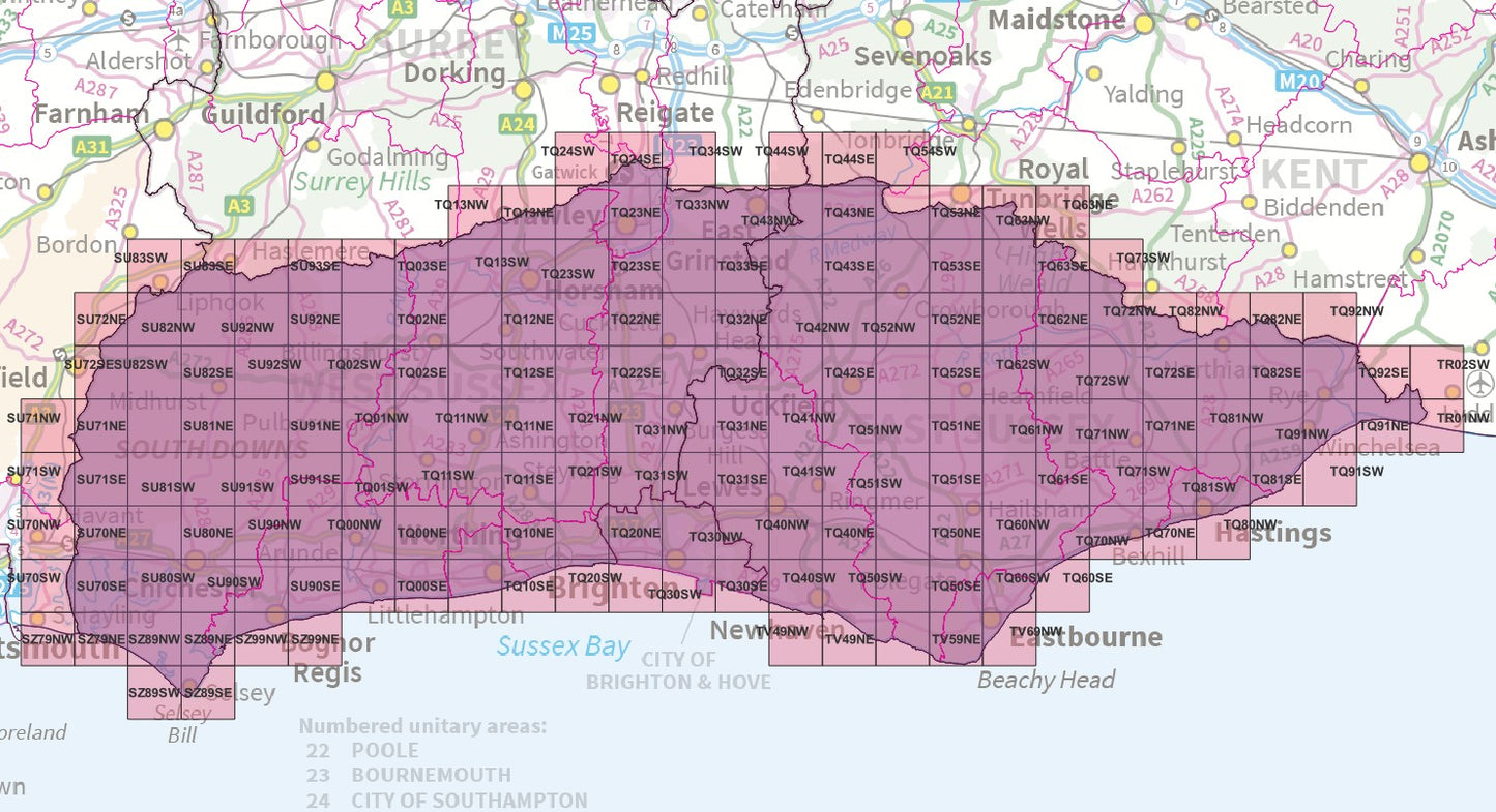 Sussex - OS Map Tiles