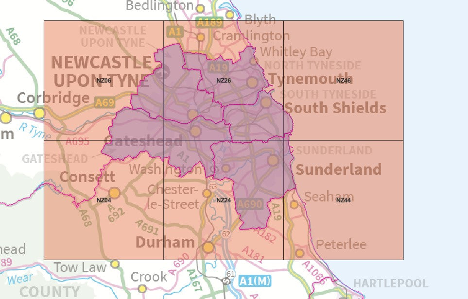 Tyneside - OS Map Tiles