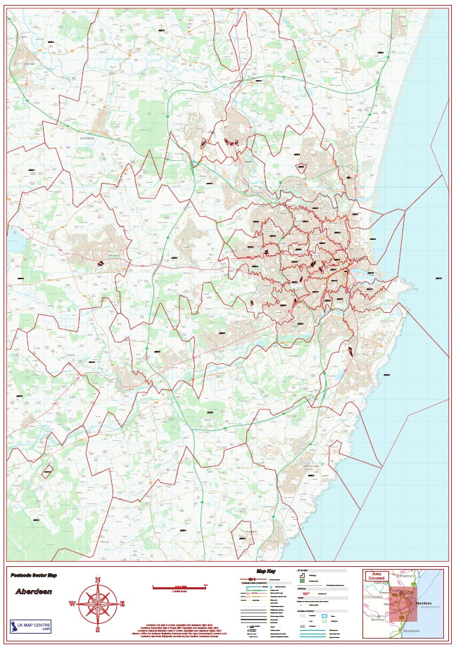 Postcode City Sector Map - Aberdeen - Digital Download