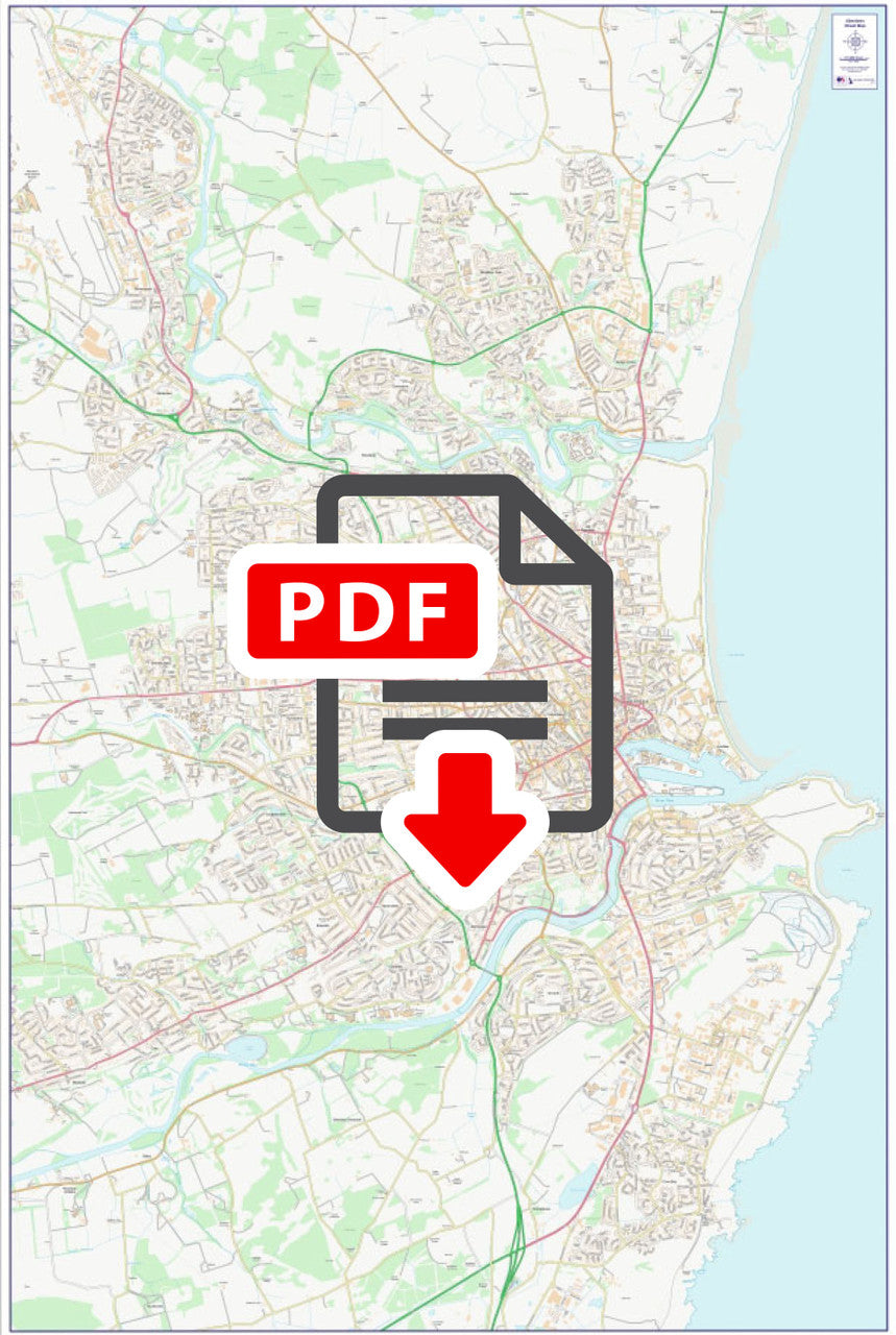 Central Aberdeen City Street Map - Digital Download