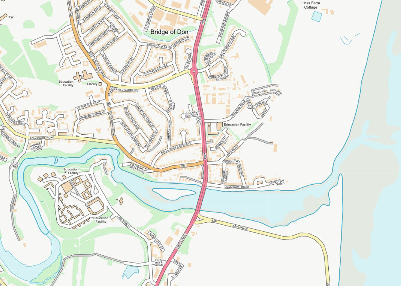 Central Aberdeen City Street Map - Digital Download