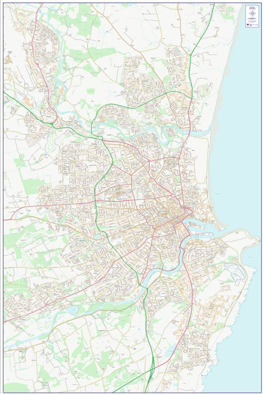 Central Aberdeen City Street Map - Digital Download