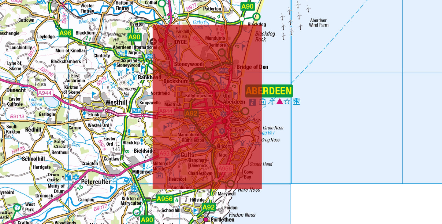 Central Aberdeen Postcode City Street Map - Digital Download