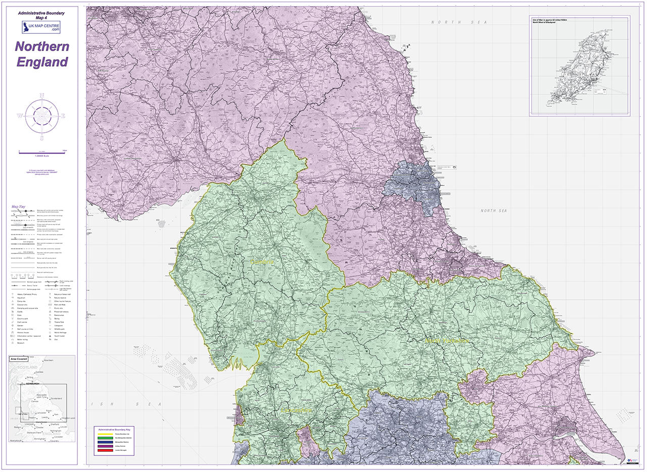 Admin Boundary Map 4 - Northern England - Digital Download