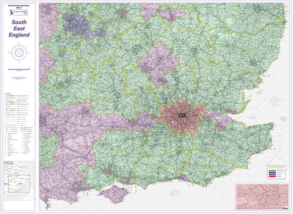 Admin Boundary Map 8 - South East England - Digital Download