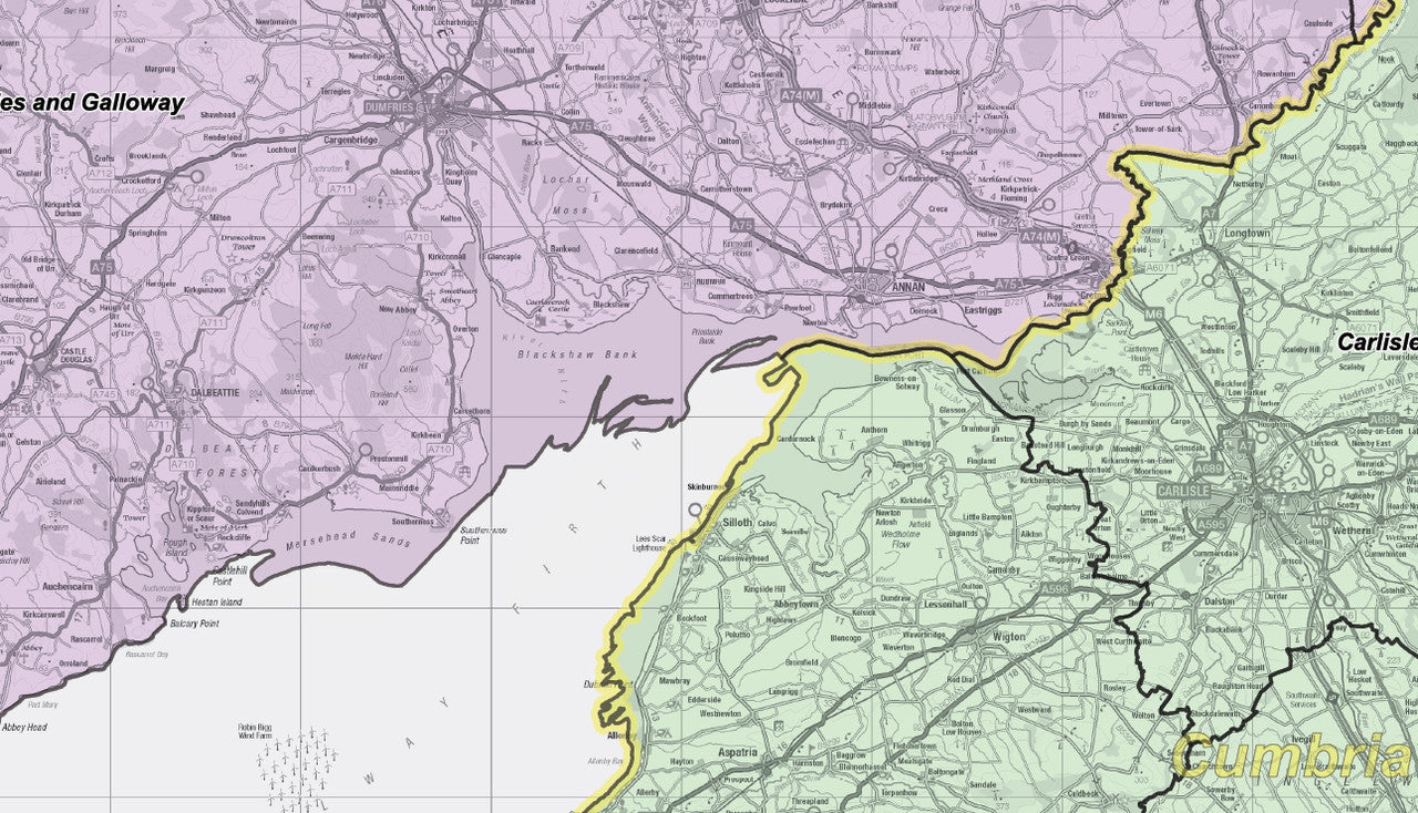 Admin Boundary Map 3 - Southern Scotland & Northumberland - Digital Download