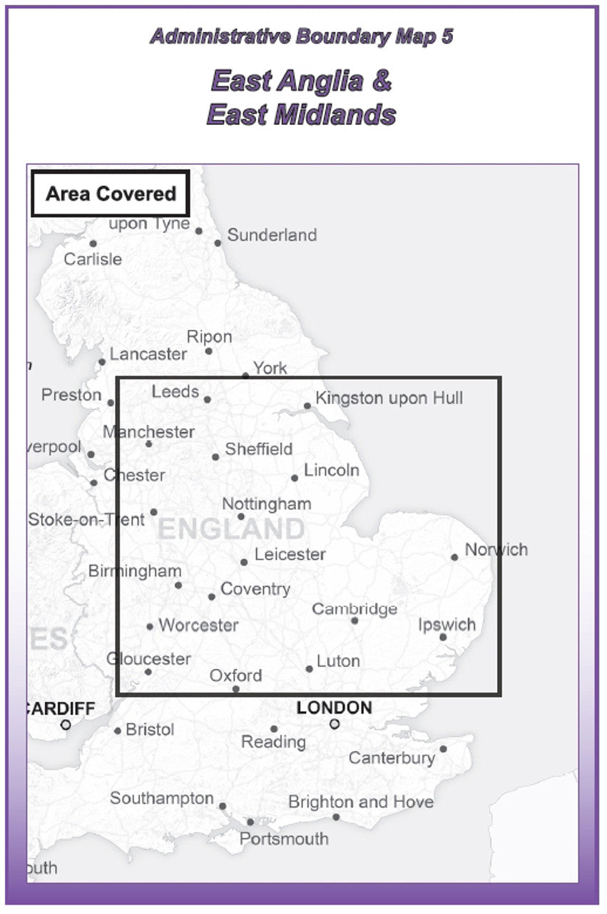 Admin Boundary Map 5 - East Midlands & East Anglia - Digital Download