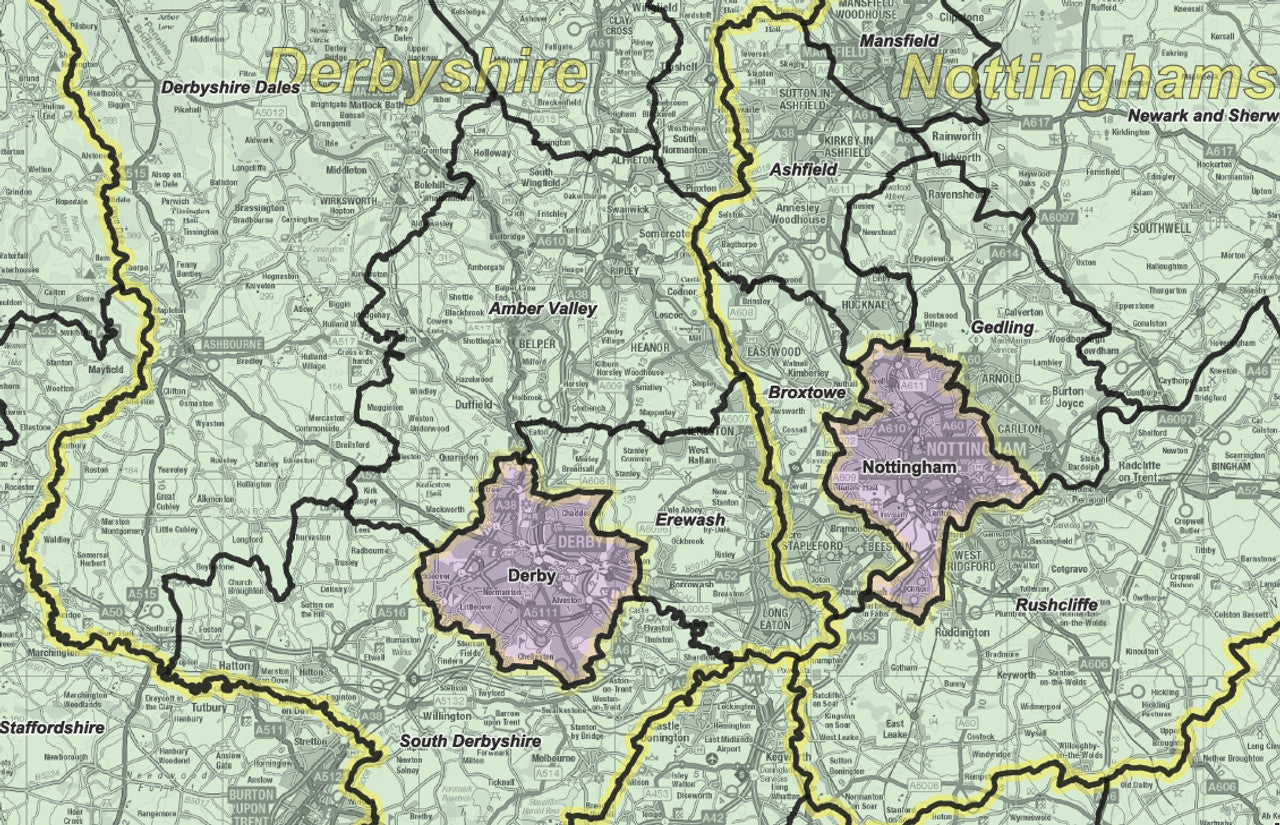 Admin Boundary Map 5 - East Midlands & East Anglia - Digital Download