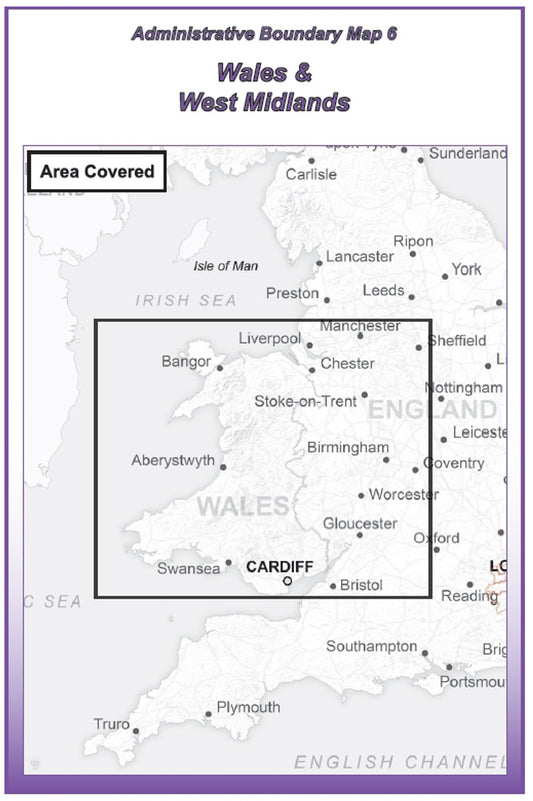 Admin Boundary Map 6 - Wales & West Midlands - Digital Download