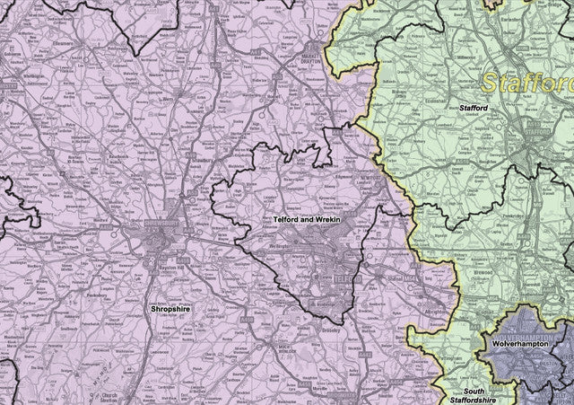 Admin Boundary Map 6 - Wales & West Midlands - Digital Download