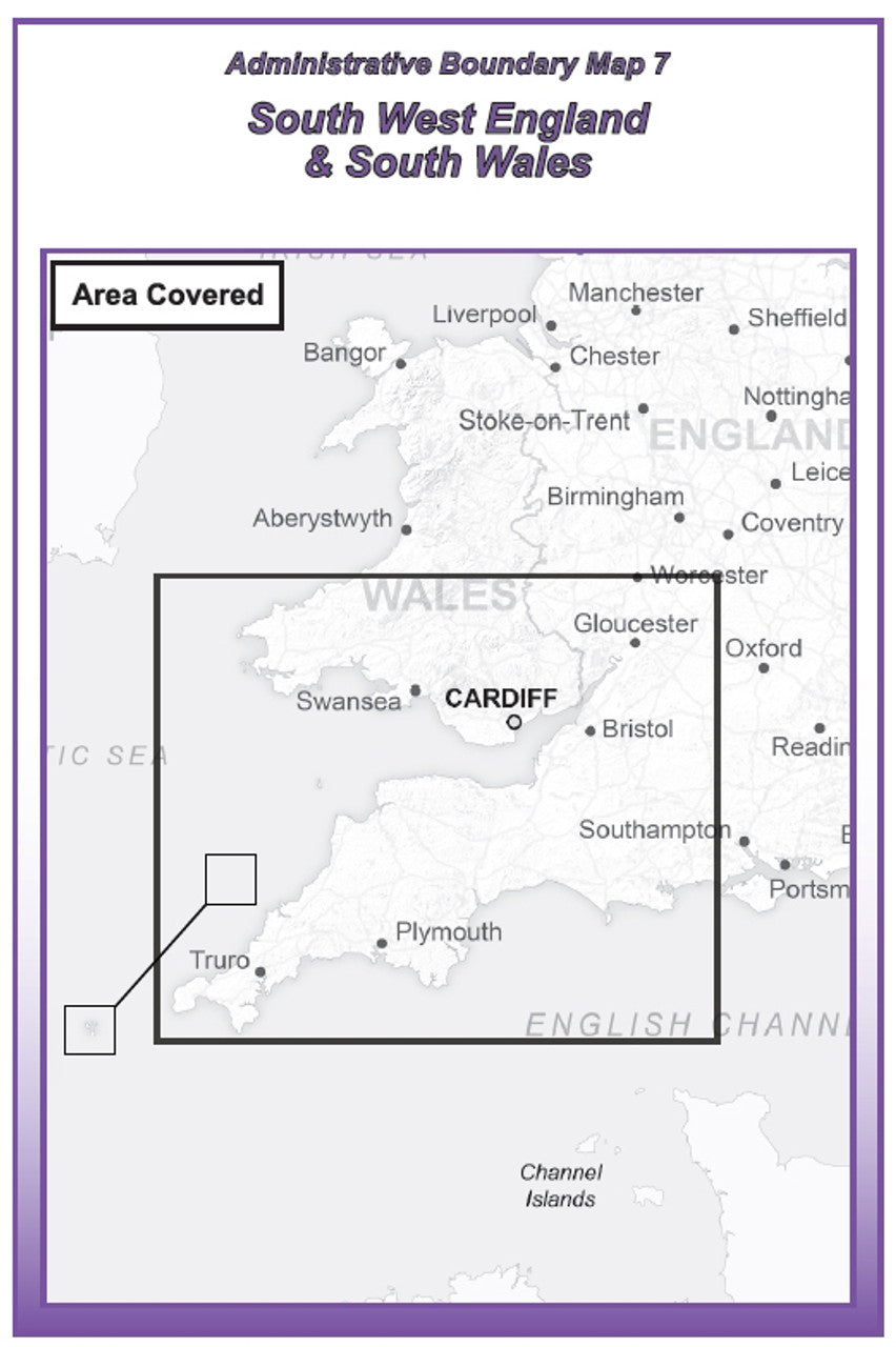 Admin Boundary Map 7 - South West England & South Wales - Digital Download