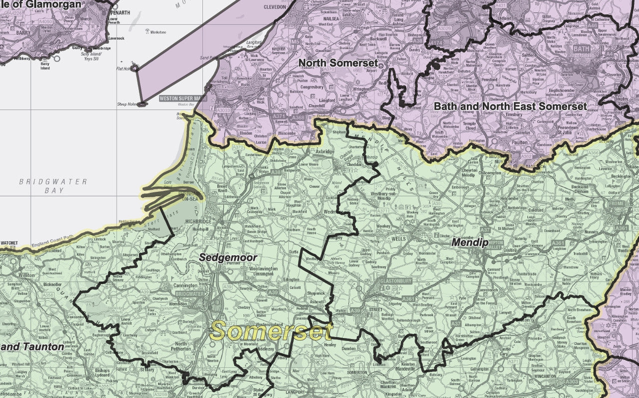 Admin Boundary Map 7 - South West England & South Wales - Digital Download