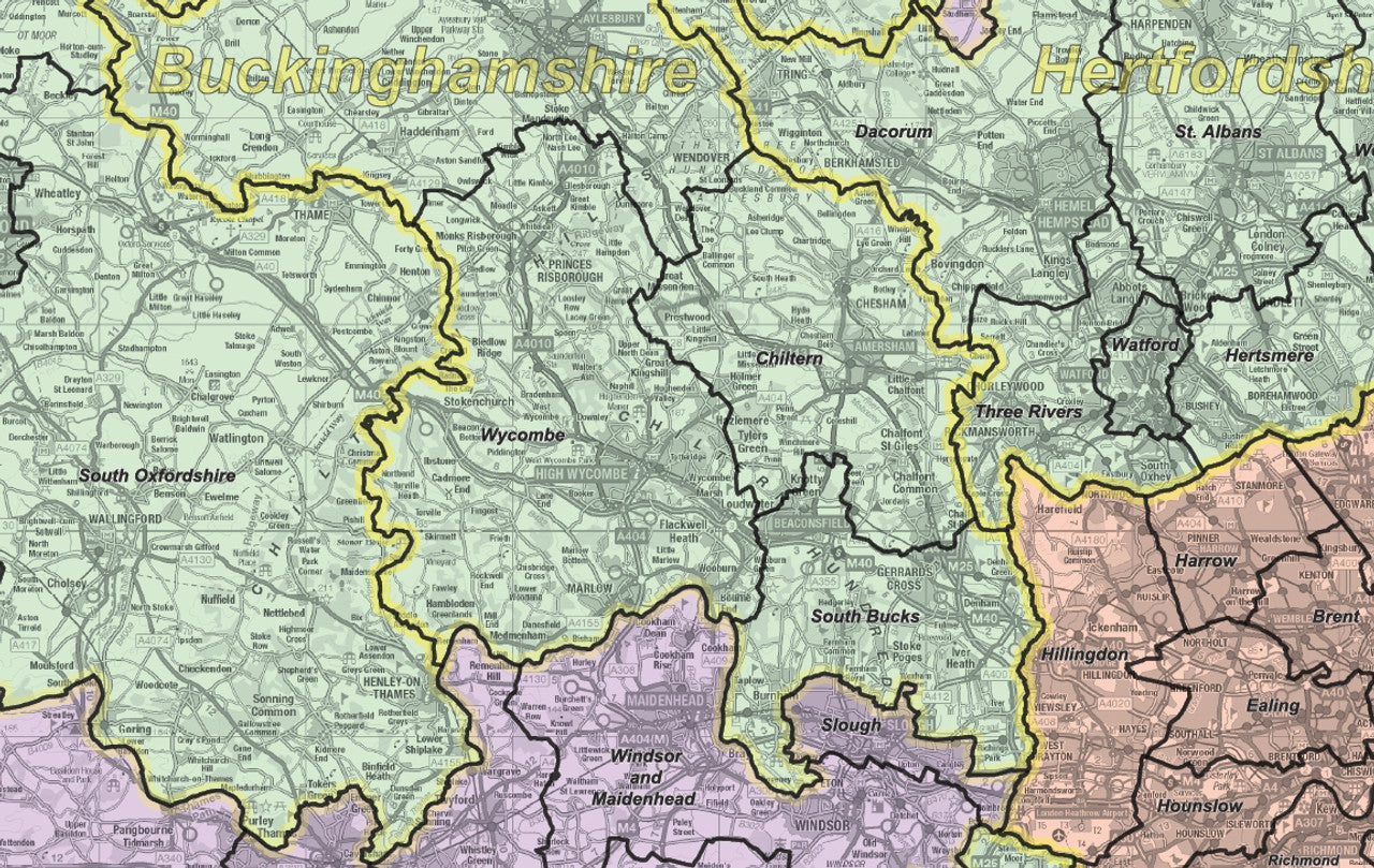 Admin Boundary Map 8 - South East England - Digital Download