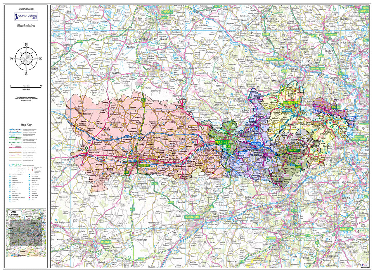 Berkshire County Boundary Map - Digital Download