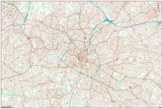 Central Birmingham Postcode City Street Map - Digital Download