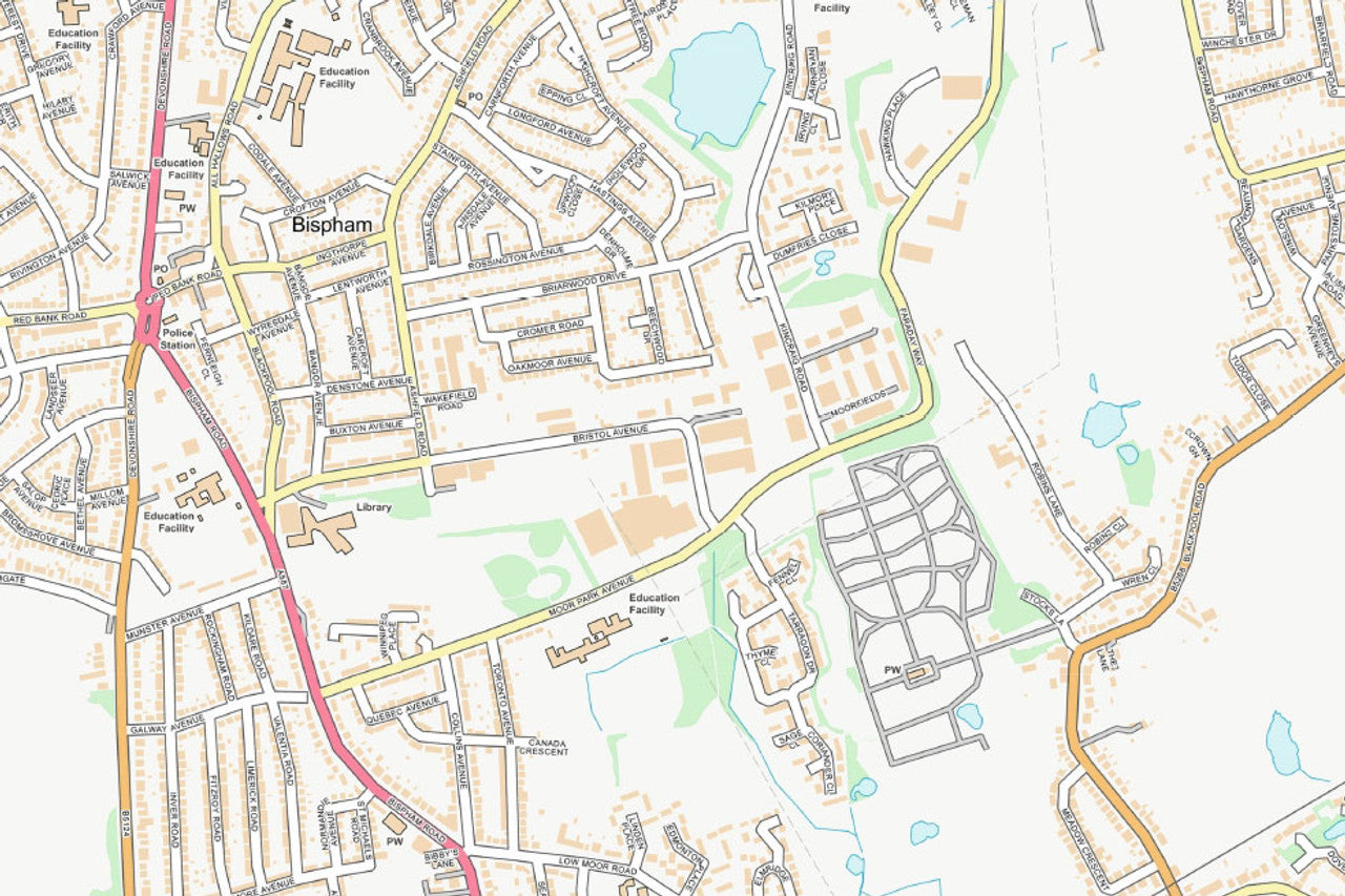 Central Blackpool City Street Map - Digital Download
