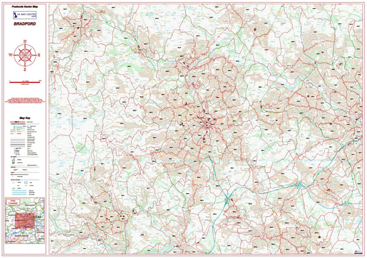Postcode City Sector Map - Bradford - Digital Download