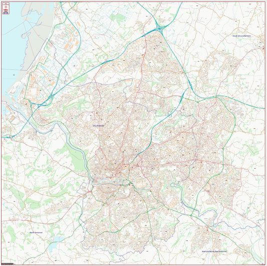 Central Bristol Postcode City Street Map - Digital Download