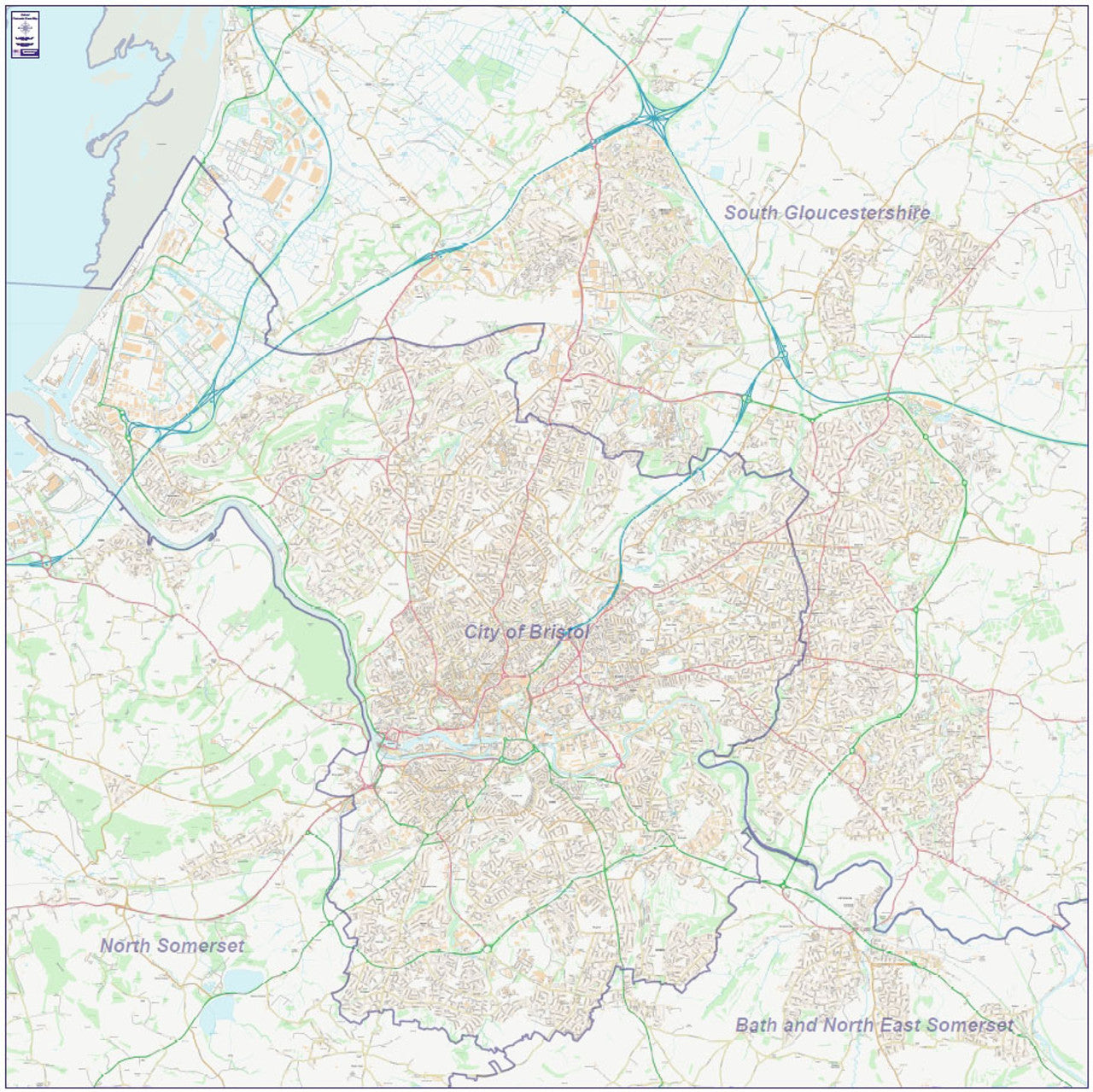Central Bristol City Street Map - Digital Download