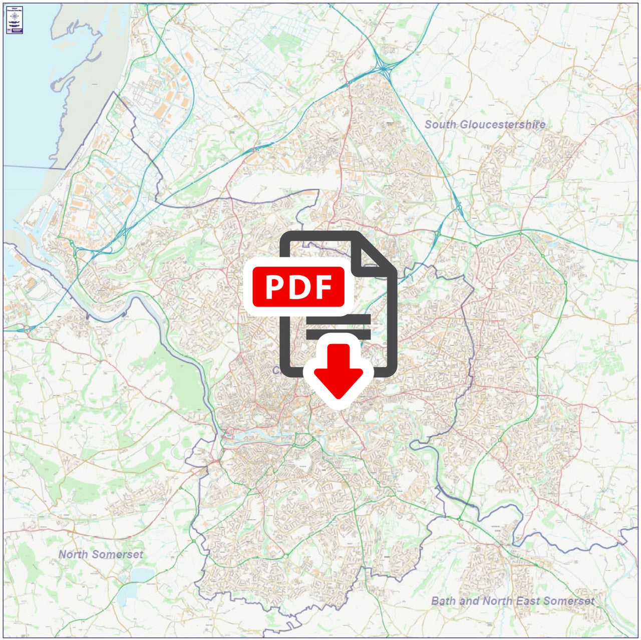 Central Bristol City Street Map - Digital Download