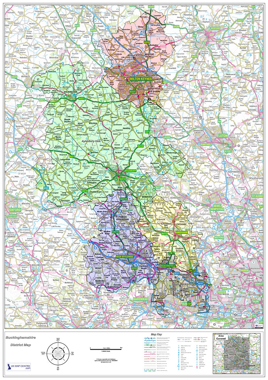 Buckinghamshire County Boundary Map - Digital Download