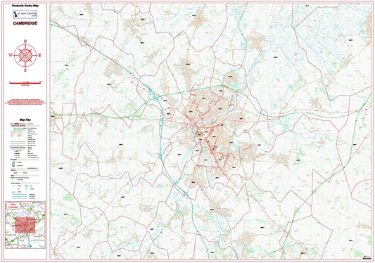 Postcode City Sector Map - Cambridge - Digital Download
