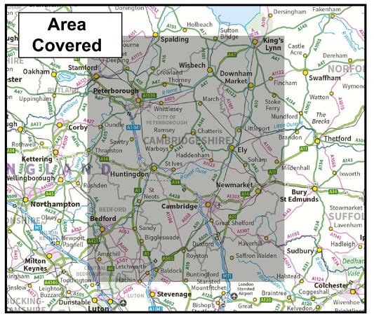 Cambridgeshire County Map - Digital Download