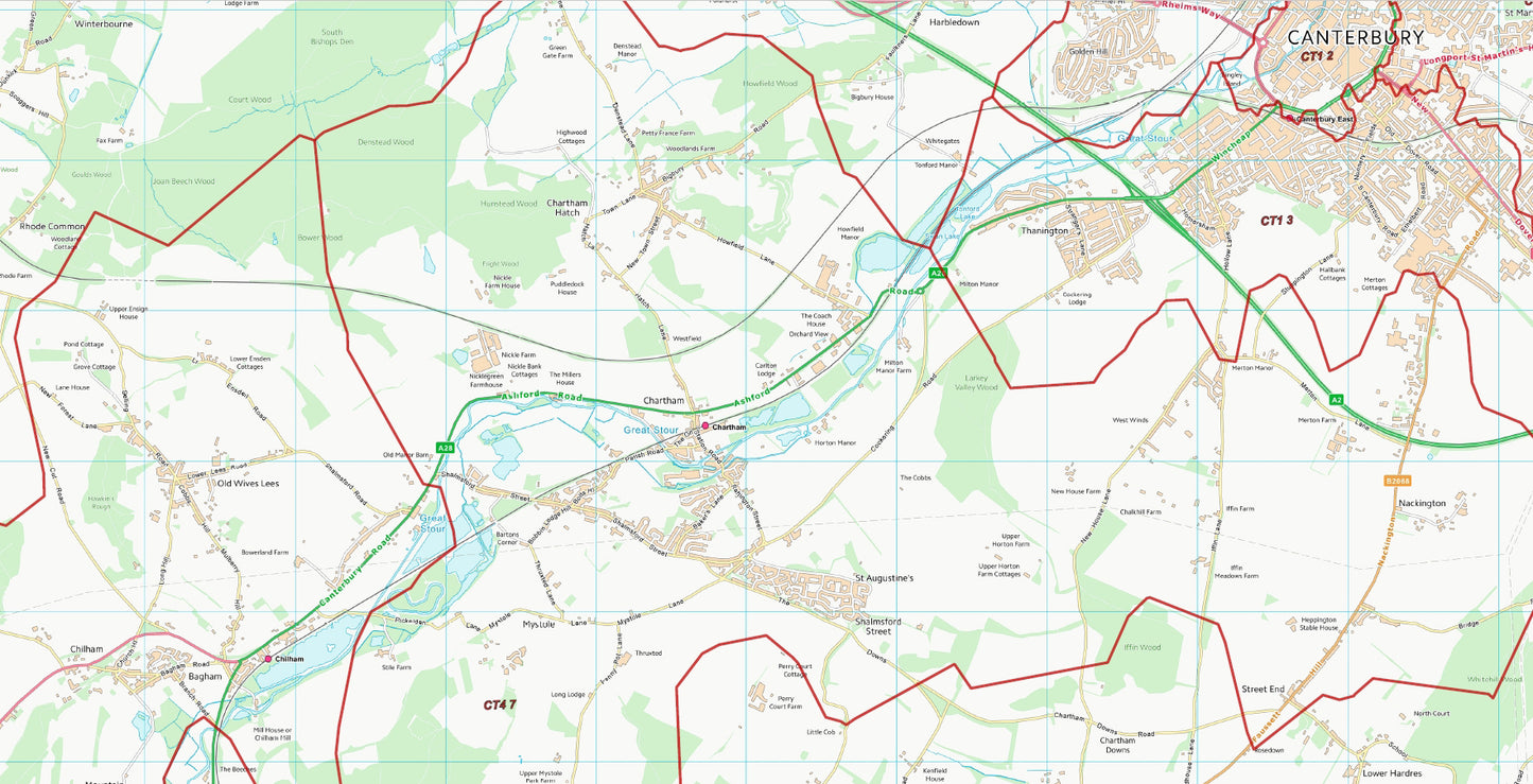 Postcode City Sector Map - Canterbury - Digital Download