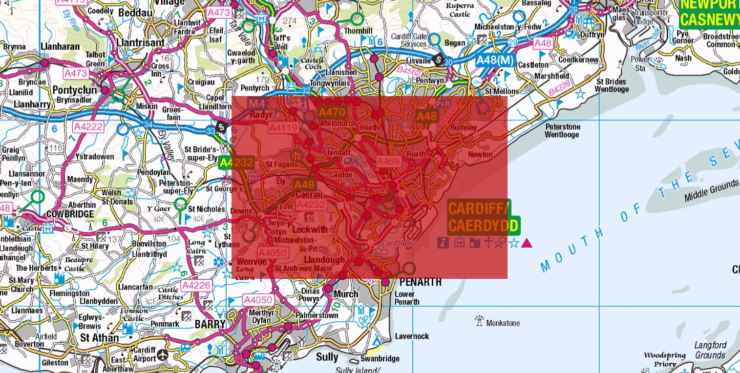 Central Cardiff Postcode City Street Map - Digital Download